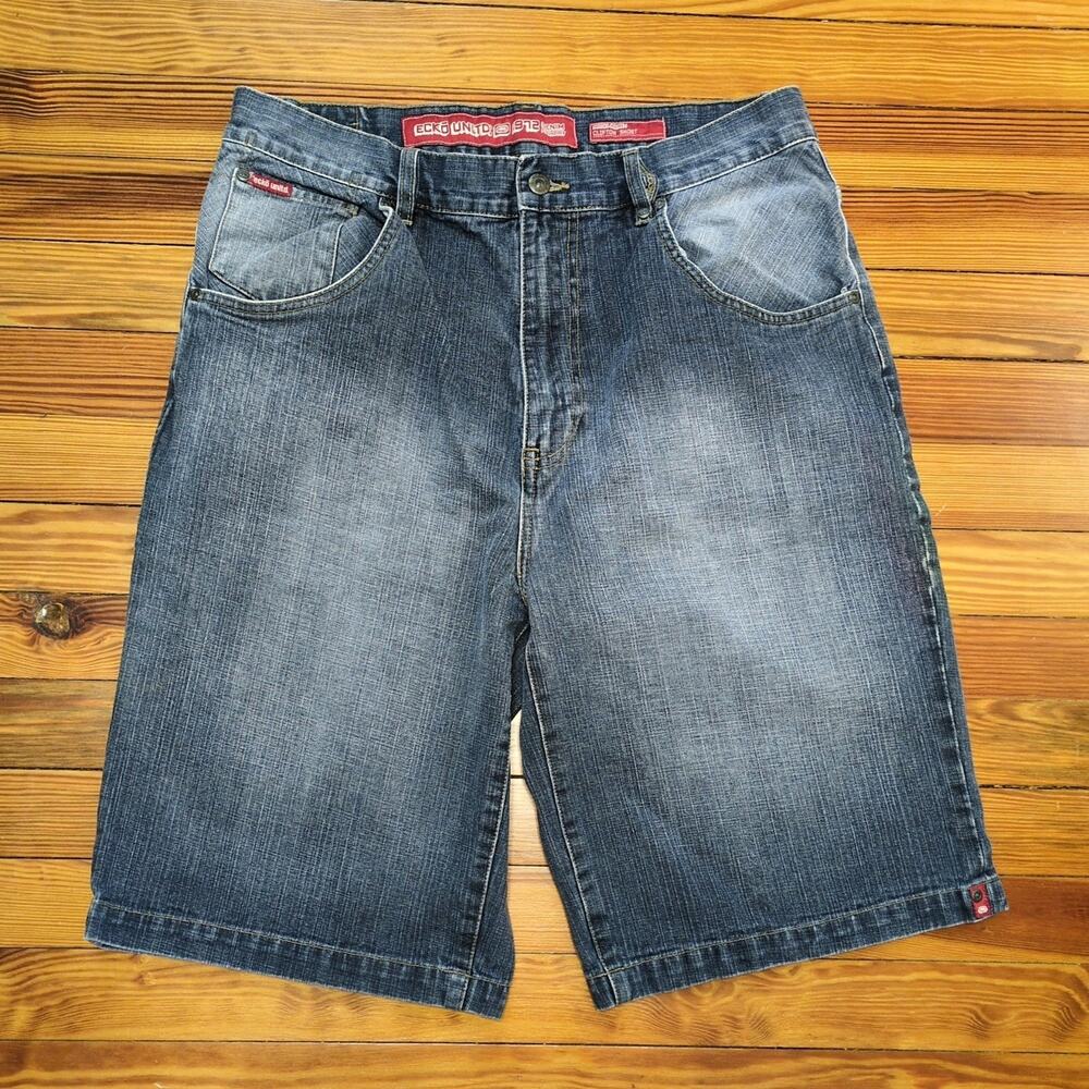 Ecko Unltd Clifton Shorts Men’s 34 Baggy Blue Denim 1972 Foundry Vintage Skater